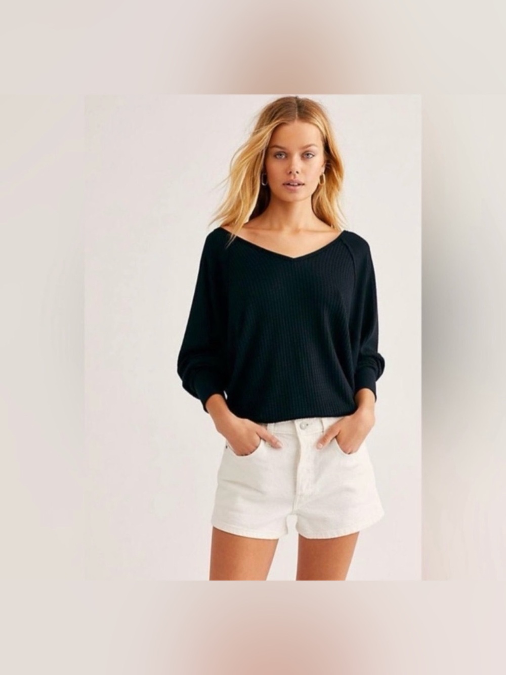Free People Santa Clara Thermal Top – Black – Medium – Brand New in Package